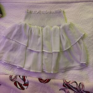 White Flowly Layered Skirt